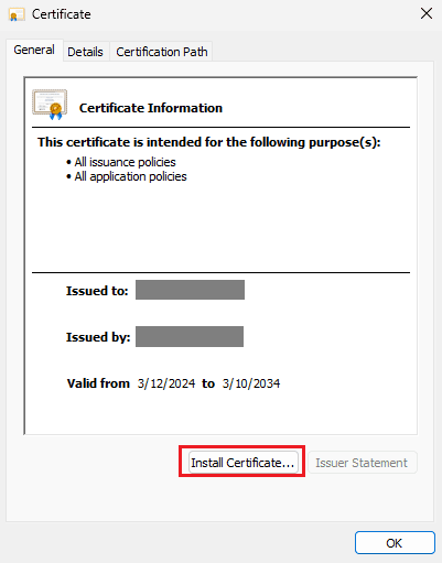 Install Certificate