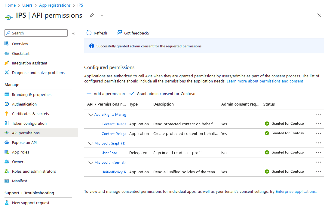 API Permissions Admin Consent